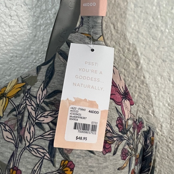 Gray floral Cacique bra. 46 DDD. NWT. - Picture 3 of 3